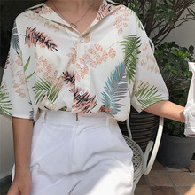 hirigin New Chiffon Womens Casual One size Blouses Female Hawaiian Fashion Floral Short Sleeve Shirts Ladies Summer Loose Tops 2024 - buy cheap