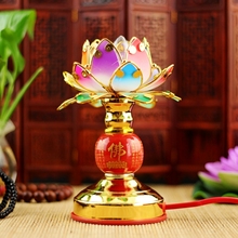 Buddhist Colorful Lotus Lamp Holy Buddha Lamp Solemn Religious Ceremony Worship Buddha Lamp Temple Decoration Exorcism Lamp 2024 - buy cheap