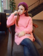 New genuine mink suéter de cashmere mulheres long cashmere pullovers de malha casaco de vison pura cor Personalizada frete grátis S41 2024 - compre barato