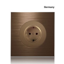 Germany France UK socket 86 type 1 2 3 4 gang 1 2way Coffee aluminum alloy panel Switch socket  Five hole Europe Industry Switch 2024 - buy cheap