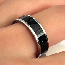 25 peças anéis de aço inoxidável preto esmaltado de qualidade 6mm homens mulheres anéis de banda clássica joias por atacado 2024 - compre barato