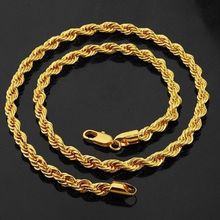 Womens Mens Necklace Classic Rope Chain Link Yellow Gold Filled Twisted Knot Chain Fashion Jewelry Gift 24 Inches,4mm Wide 2024 - buy cheap