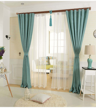 The new high-end modern and simple solid color cotton fabric custom curtains bedroom room balcony - Sky Blue 2024 - buy cheap