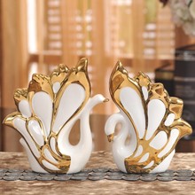 Decoration Home Furnishing ceramic Little Swan living room Lovers gift, wedding figure ornament crafts statue a pair of swan 2024 - buy cheap