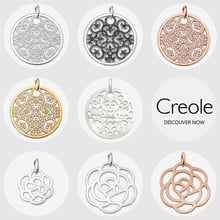 Round Disc Rose Flower Ornament Necklace Pendant,2019 Summer New Fashion Jewelry 925 Sterling Silver Trendy Gift for Women 2024 - buy cheap