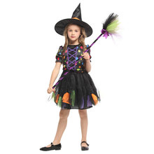 Fantasia de bruxa para meninas, traje feminino do arco-íris em bolinhas, roupa fantasia para festa de carnaval, halloween 2024 - compre barato