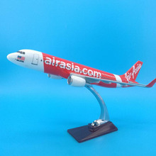 37CM Bright red Malaysia 1/200 Airbus A320-200 model Air Asia airline with base alloy resin aircraft plane decoration collection 2024 - buy cheap