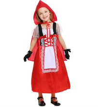 Fantasia infantil de halloween, roupa de pilotar vermelha com capuz, vestido feminino bordado, roupa de festa a025 2024 - compre barato
