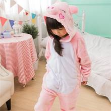 Pig Kigurumi Pajamas Pink Onesie Lovely Cartoon Animal Cosplay Costume Winter Party Pajama Sleepwear Flannel Soft Cute Kids 2024 - buy cheap