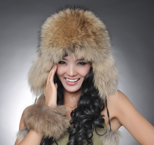 FREE SHIPPING*100% Real Fox Fur Cap/ Raccoon Fur Cap/ Genuine Fox Fur Hat * SU-11128 2024 - buy cheap