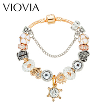 VIOVIA Luxury Love Jewelry European Crown Charm Bracelets & Bangles DIY Beads Bracelets For Women Pulsera B16128 2024 - buy cheap