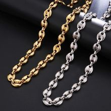 MxGxFam 316L Titanium steel Long Coffee Beans Necklaces 60 CM for Men No Fade White / Gold Color 2024 - buy cheap