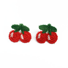 Pendientes de cerezas hechas a mano para niña, creativo, cinta sencilla, joyería de fruta, Color rojo, pendiente de gota de cereza dulce 2024 - compra barato