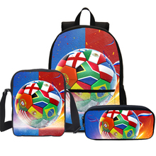 3pcs Bag Sets Football Design Men Boys Backpack Shoulder Bagpack Sing Bag Pen Bag Mujer Bolsa Escolar mochila 2024 - buy cheap
