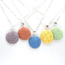 9 Colorful Round Lava Stone Essential Oil Diffuser Necklace Aromatherapy Jewelry Multilayer Rock Stone Necklace 2024 - buy cheap