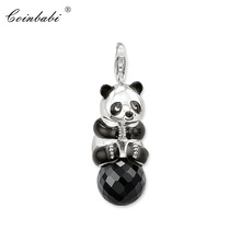 Pendant Panda on Crystal 925 Sterling Silver For Women Cute Gift Europe Style Glam Key Chains Fashion Pendant Fit  Necklace 2024 - buy cheap