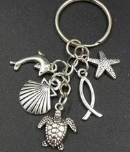 Octopus & Seashell & Starfish Dolphin Turtle Charm DIY Keychain,Tone Key Chain Keyring Fashion Pendant Jewelry Gift 2024 - buy cheap