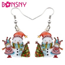 Bonsny Acrylic Christmas Snowman Tree Girl Earrings Drop Dangle Cartoon Sweet Jewelry For Women Teen Gift Party Charms Wholesale 2024 - buy cheap