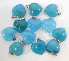 Colgante de corazón de piedra Natural turquesas, cristal de cuarzo, Ojo de Tigre, Ópalo, lapislázuli, para fabricación de joyas diy, collares, accesorios, 24uds., A2 2024 - compra barato