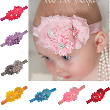 2018 Newborn stain Rose Pearl Lace Flower Hair Accessories Headwear baby rhinestone headband Infant Children Baby Gair Headband 2024 - buy cheap