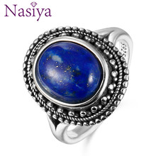 Nasiya New Vintage Oval Blue Lapis Rings For Women Antique 925 Sterling Silver Jewelry Engagement Anniversary Wedding Party Gift 2024 - buy cheap