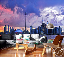 The latest 3D murals, colorful sky horizon city landscape , the living room sofa bedroom TV background wall wallpaper 2024 - buy cheap