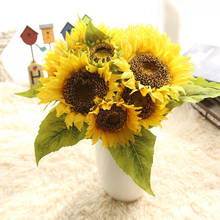 7 Heads Sunflower Flower artificial flowers cheap Fake Silk Artificial Bouquet Floral Garden Home Decor 2017 wedding decoration 2024 - buy cheap