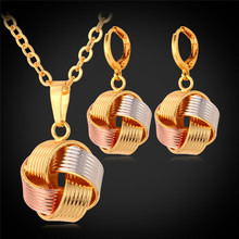 Conjunto de pendientes colgantes para mujer, conjunto de 3 colores de oro rosa/conjunto de joyería de Color dorado PE874 2024 - compra barato