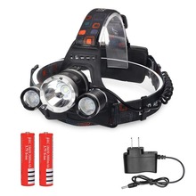 LED Headlamp set 4-Mode White Light 3-LED T6 1200lm LED Headlight Camping Torchlight LED Lamp w/ 2x 18650 Battery + Charger 2024 - buy cheap