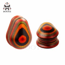 Expansor de madera para oreja, tapones para oreja, tipo gota de agua, túnel de joyería del cuerpo, venta de 2 pares, medidores de 8mm a 25mm 2024 - compra barato