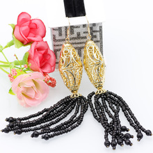 SUNSPICE MS Bead Tassels Dangle Earrings For Women Gold Color Hollow Birdcage Ball Hook Wedding Earring Bridal Jewelry 2024 - buy cheap