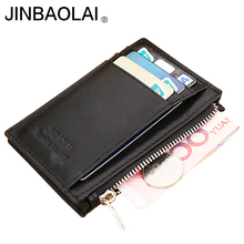 Top Quality one piece wallet mini zipper coin pocket credit card holder wallets purses casual male purse leather portafoglio 2024 - buy cheap