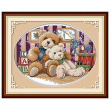 Teddy Bears(1) s Counted Cross Stitch 11 14CT Cross Stitch Sets   Cross-stitch Kits Embroidery Needlework 2024 - buy cheap
