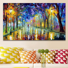 Handpainted Oil Paintings on Canvas Beautiful Lover Rain Street Wall Art Modern Abstract Oil Painting landscape Art Home Decor 2024 - buy cheap