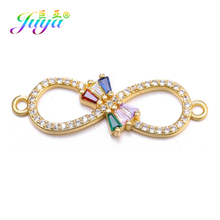 Juya-suministros de conectores para pulseras DIY, dijes Infinity decorativos de circón pavimentados hechos a mano, fabricación de collares y pulseras 2024 - compra barato