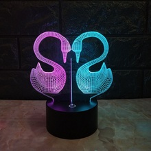 Swan-luz nocturna 3d creativa, lámpara Led estéreo de carga táctil colorida, regalo de cumpleaños, decoración de Navidad 2024 - compra barato