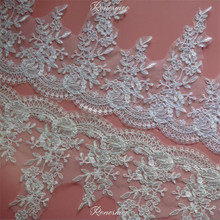 Delicate 1M White/Ivory Cording Fabric Flower Venise Venice Mesh Lace Trim Applique Sewing Craft for Wedding Dec. 28cm SX37 2024 - buy cheap