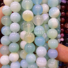 Free shipping Fashion Jewelry 10mm Baby Blue Stripes Chalcedony Round Ball Loose Beads 15.5" FG7371 2024 - buy cheap