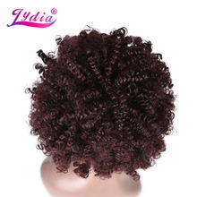 Lydia 8inch Synthetic Chignon Bun Curly 99J#  Hair With Two Plastic Combs Easy Chignon Updo for Short Hair Wedding Hairstyle 2024 - buy cheap