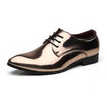 Sapatos masculinos de couro estilo oxford brilhante, sapatos com cadarço fashion para homens de negócios grandes 2024 - compre barato