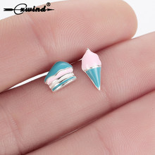 Cxwind Hot Fashion Jewelry Asymmetry Ice Cream Cake Earrings For Women Statement Stud Earrings For Women Bijoux Pendientes Mujer 2024 - buy cheap