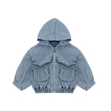 Boys and girls denim jacket 4-13 years old children's Cotton washed denim jacket Large pocket bat sleeve loose coat kids clothes 2024 - buy cheap