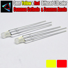 50pcs LED 3mm Diffused Red and Yellow Common Cathode - Common Anode Round 3 mm Diode 2024 - buy cheap
