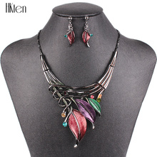 MS20687 Fashion Jewelry Sets Gunmetal Plated Leaf Design Purple/Brown Color High Quality Free Shipping 2024 - buy cheap