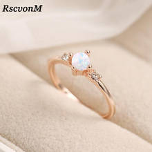 Small Stone Fire Opal Thin Rainbow Rings For Women Rose Gold Cubic Zircon Birthstone Rhinestone Simple Rings anel Jewelry 2024 - buy cheap