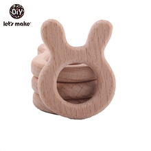 Let's Make Wooden Teether Ring Personal Toy Bunny 5pcs Baby Teether Waldorf Toy Wooden Teether Engraved Eco Charms 2024 - buy cheap