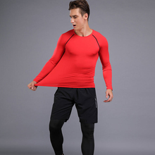 2018 футболки для мужчин на открытом воздухе, для бега, фитнеса, Spor, футболки для мужчин, с длинными рукавами, для фитнеса, быстросохнущие, обтягивающие, компрессионные, баскетбольный костюм 2024 - купить недорого