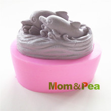 Mom&Pea 0423 Free Shipping Dolphin Silicone Soap Mold Cake Decoration Fondant Cake 3D Mold Food Grade Silicone Mould 2024 - buy cheap