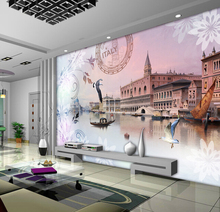 Papel tapiz italiano personalizado, Fondo de pared para sala de estar, dormitorio, TV, Casa del Pueblo de Venecia 2024 - compra barato