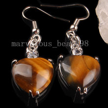 Free Shipping Women Fashion Jewelry Tiger Eye Heart Beads Earrings Pair C2248 2024 - buy cheap